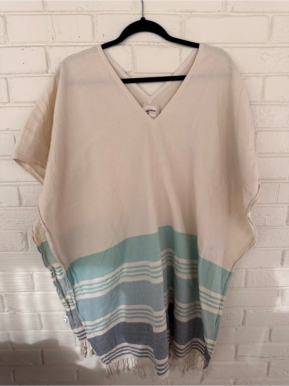 Tribe Alive 100% Cotton Swim Beach Coverup Caftan Poncho One Size
